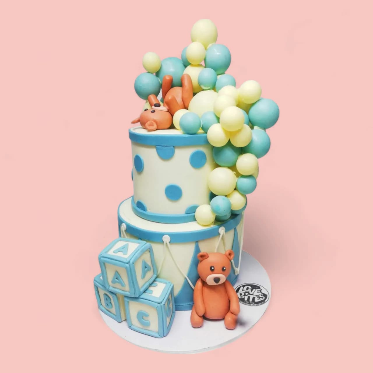 Custom Bear with Balloons and Toys-Themed Fondant Birthday Cake by Love Bites Cake Hub