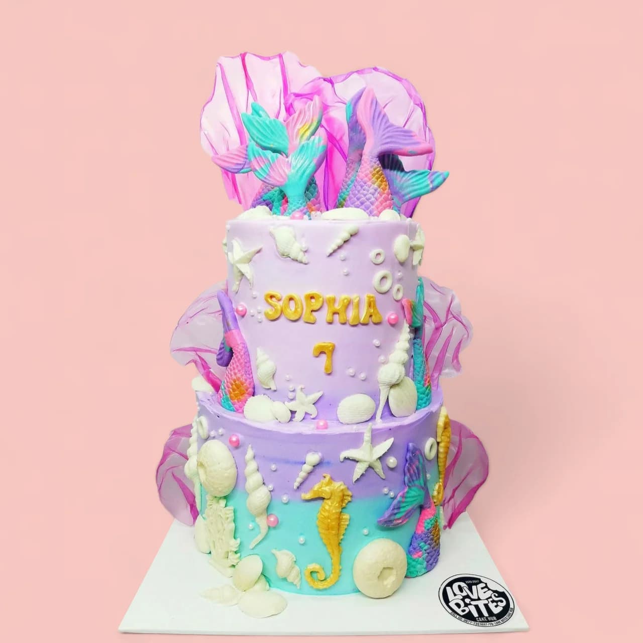 Custom Mermaid-Themed Birthday Cake with Fondant Details by Love Bites Cake Hub