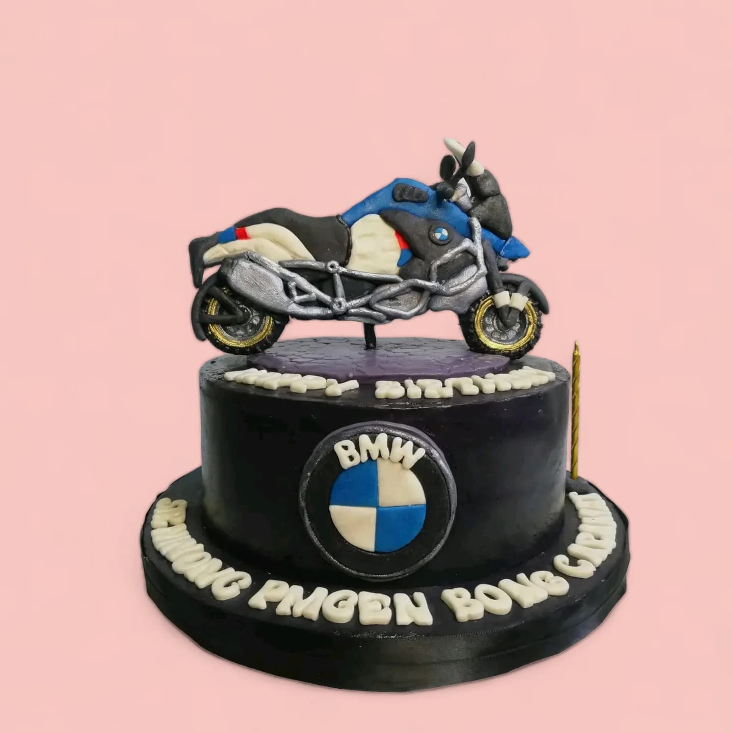 Custom BMW Motorrad-Themed Fondant Birthday Cake by Love Bites Cake Hub