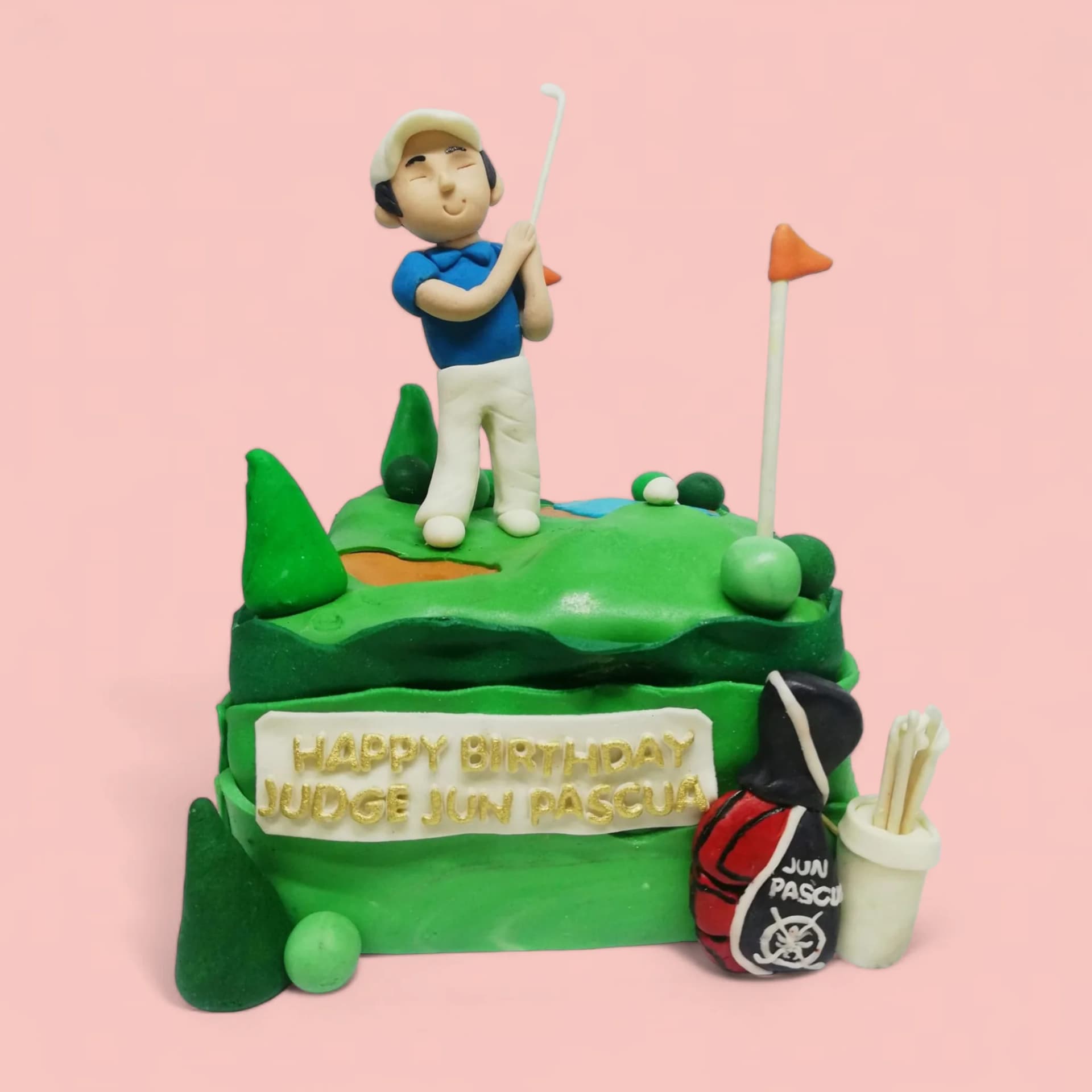 Custom Golf-Themed Fondant Birthday Cake by Love Bites Cake Hub