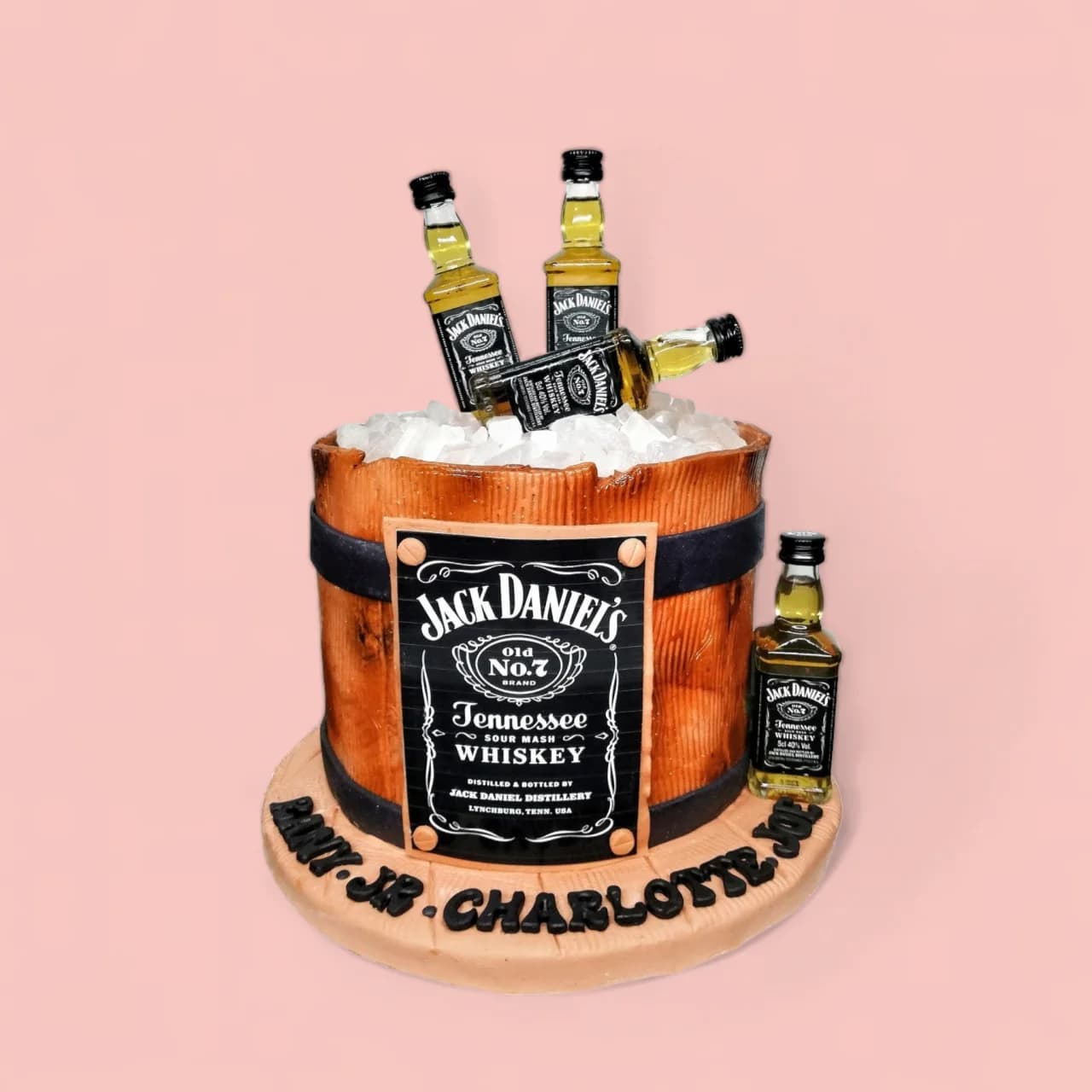 Custom Jack Daniel’s-Themed Fondant Birthday Cake by Love Bites Cake Hub