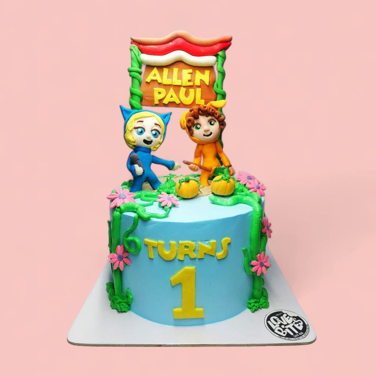 Custom Dave and Eva-Themed Birthday Cake with Fondant Details by Love Bites Cake Hub