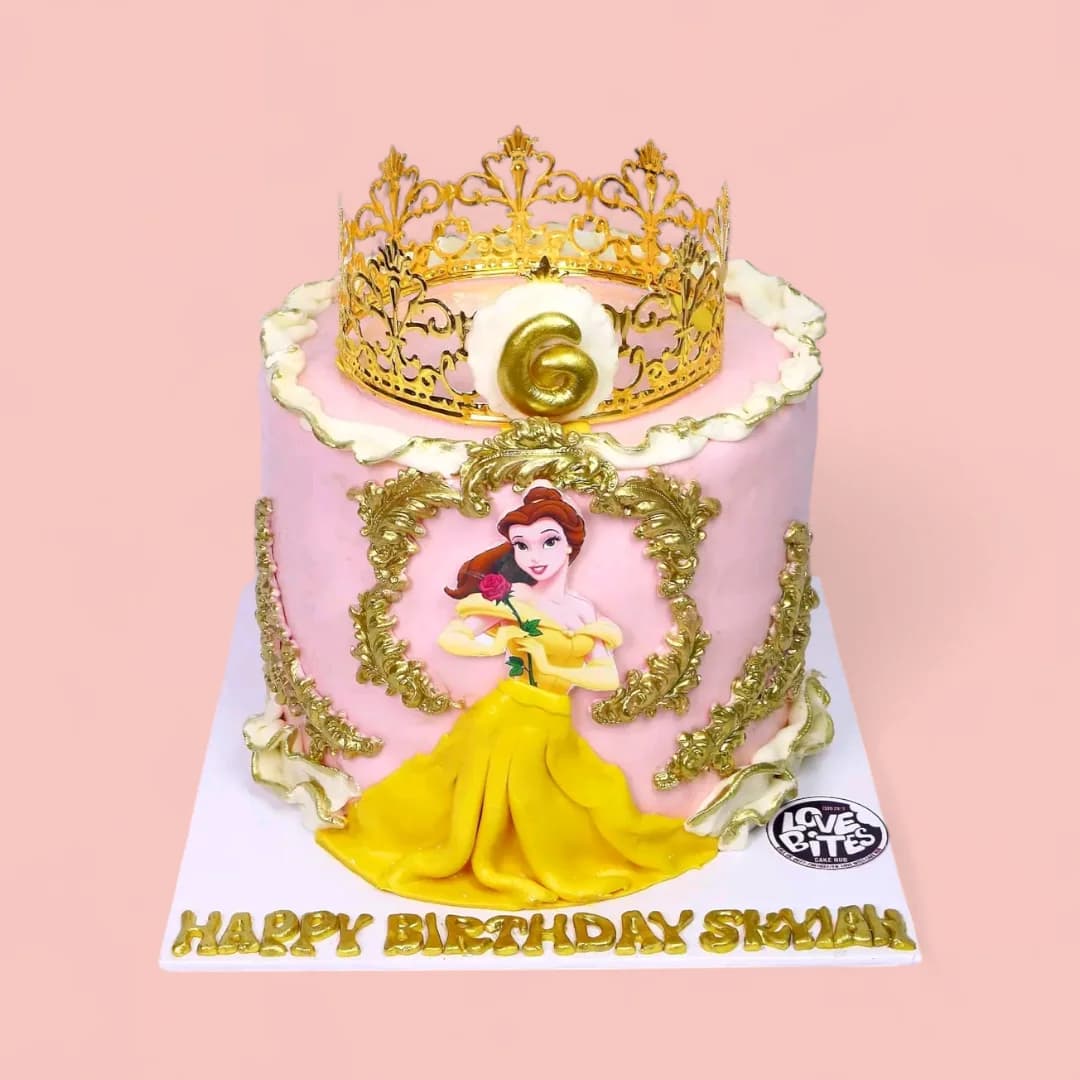 Custom Disney Princess Belle-Themed Fondant Birthday Cake by Love Bites Cake Hub