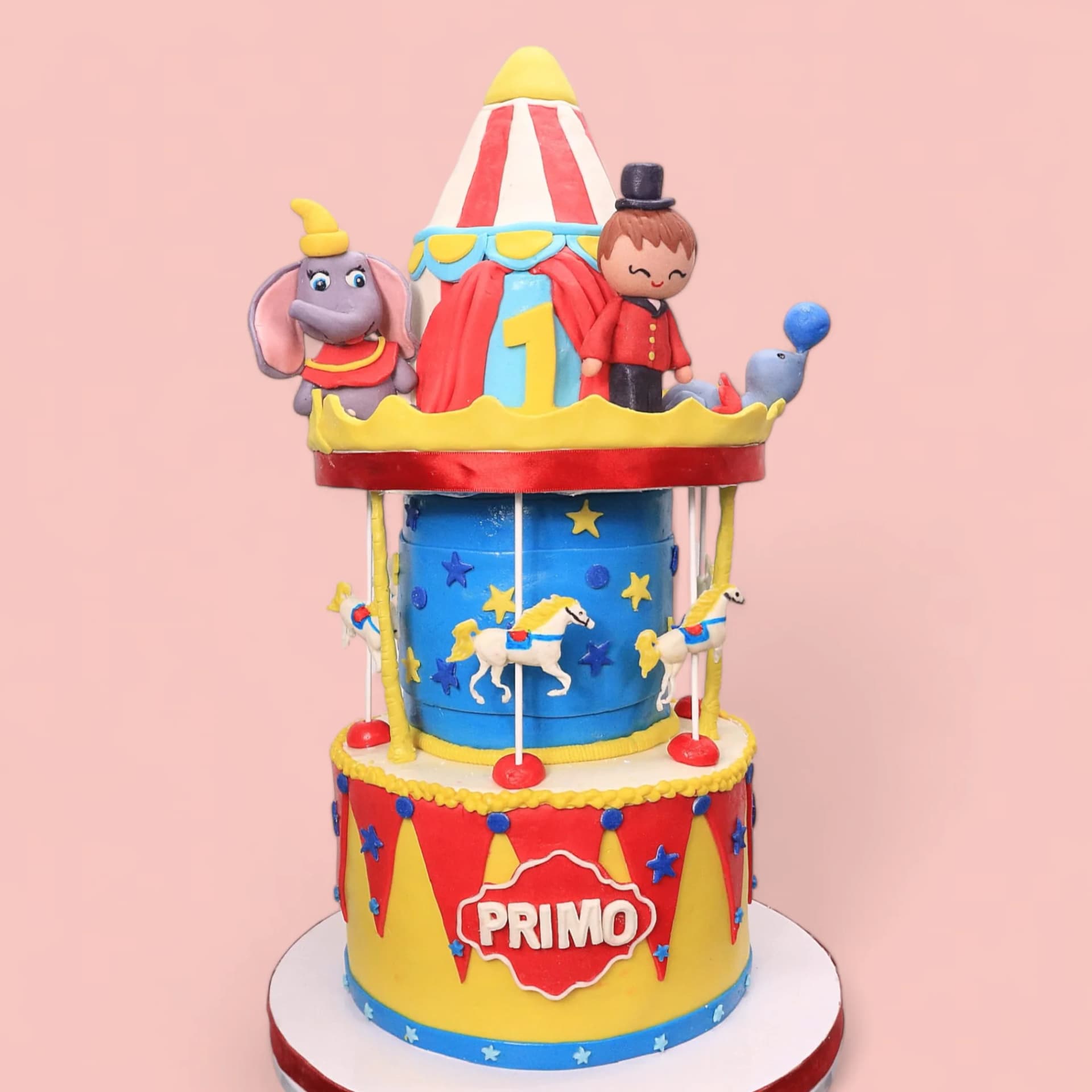 Custom Carnival-Themed Fondant Birthday Cake by Love Bites Cake Hub