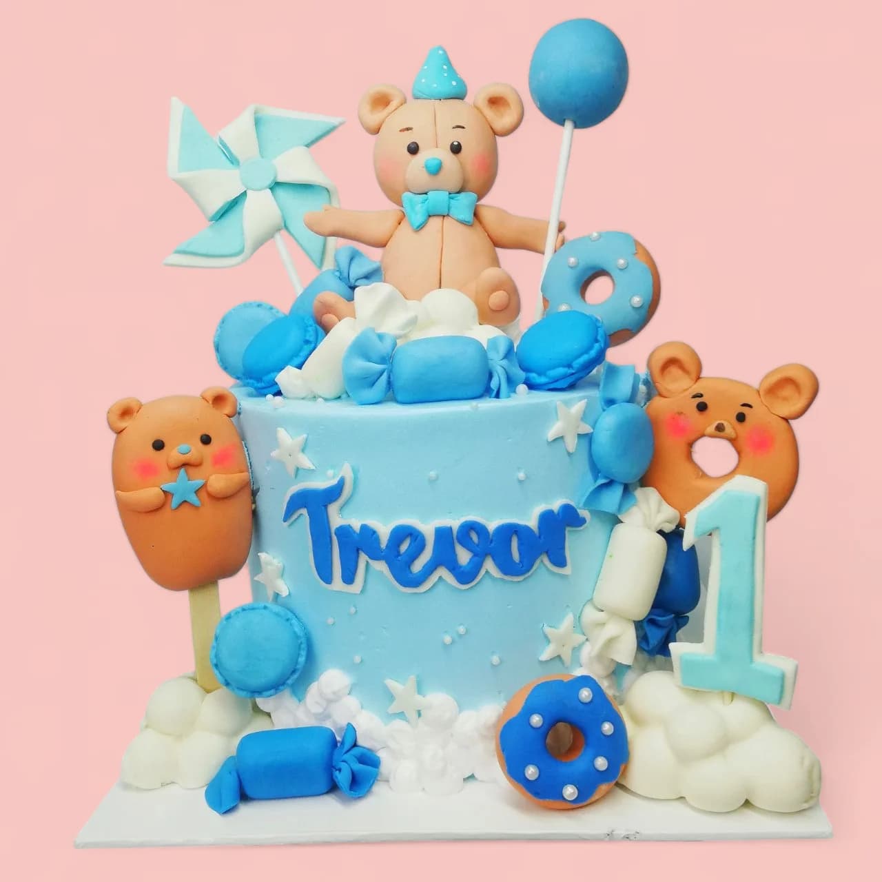 Custom Bear-Themed Birthday Cake with Fondant Details by Love Bites Cake Hub