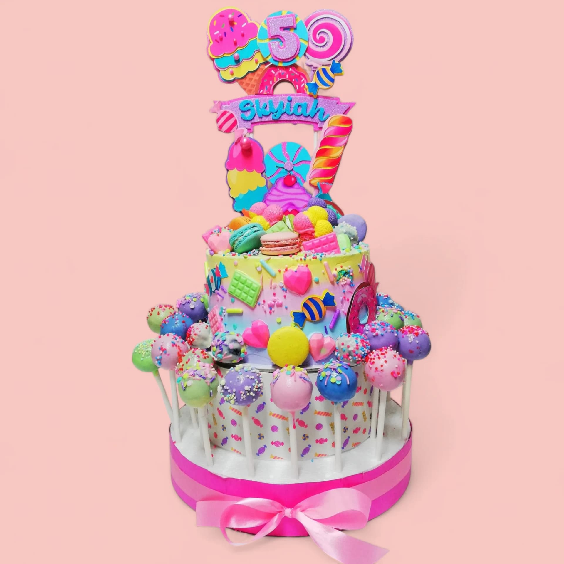 Custom Candyland-Themed Birthday Cake with Fondant Details by Love Bites Cake Hub