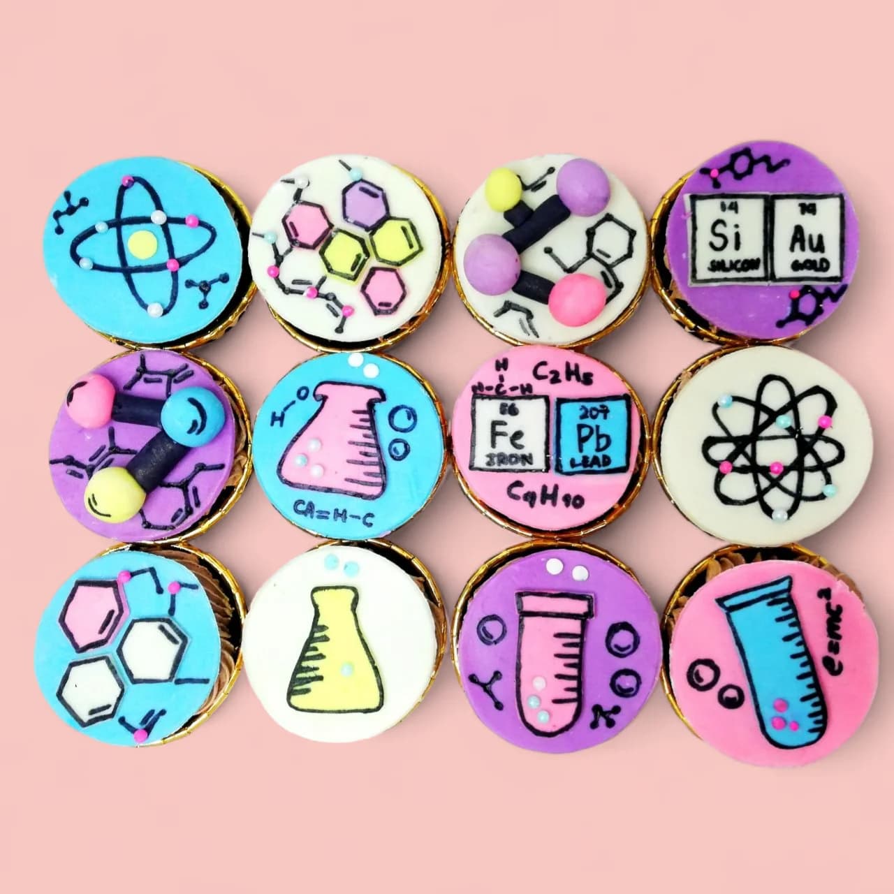 Science-Themed Fondant-Detailed Cupcakes by Love Bites Cake Hub