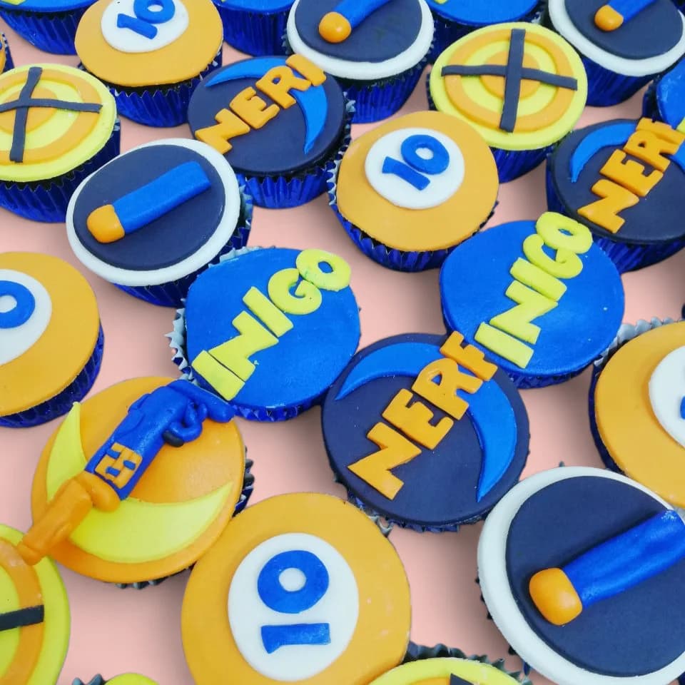 NERF-Themed Fondant-Detailed Cupcakes by Love Bites Cake Hub