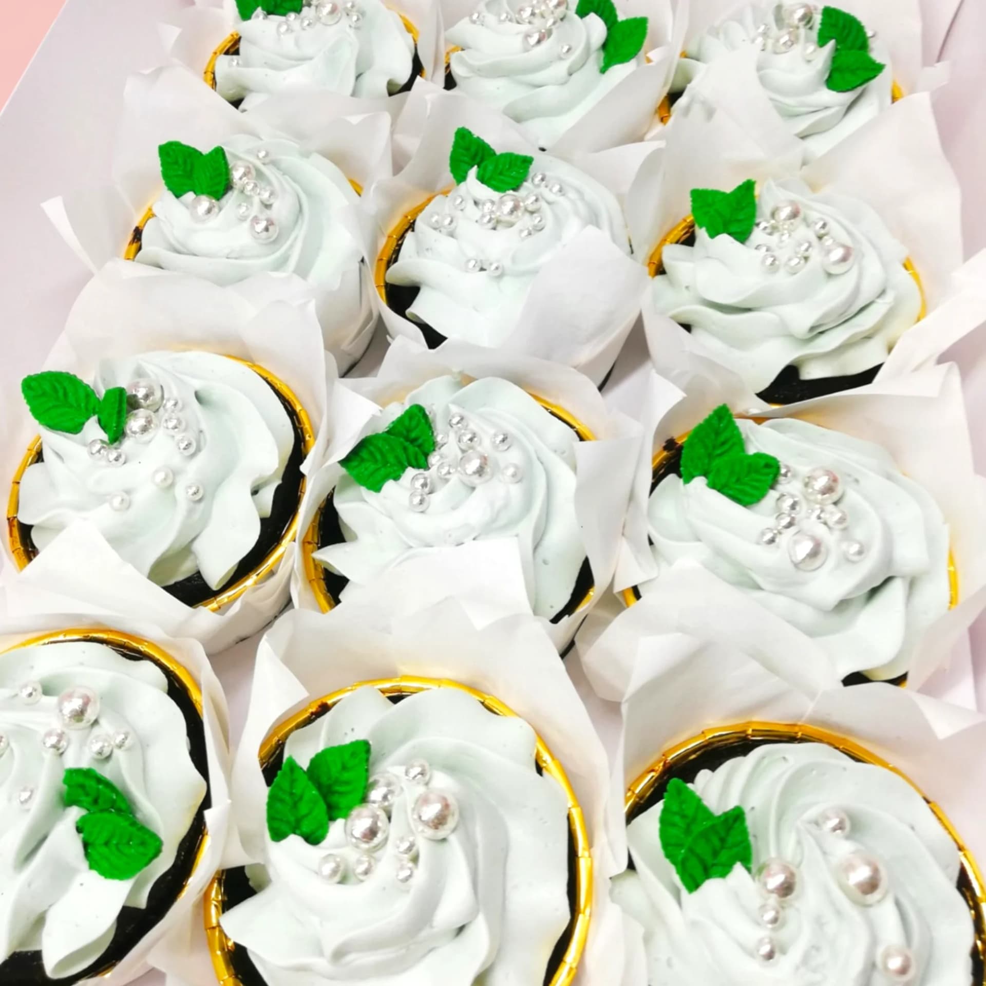 Wedding-Themed with Leaf Fondant-Detailed Cupcakes by Love Bites Cake Hub