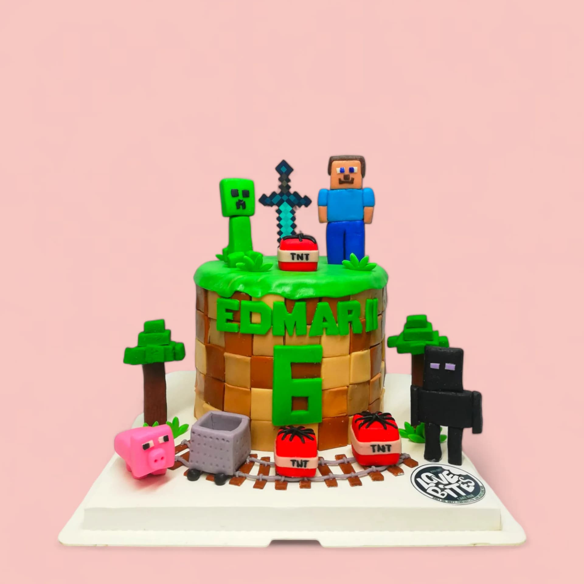 Custom Minecraft-Themed Fondant Birthday Cake by Love Bites Cake Hub