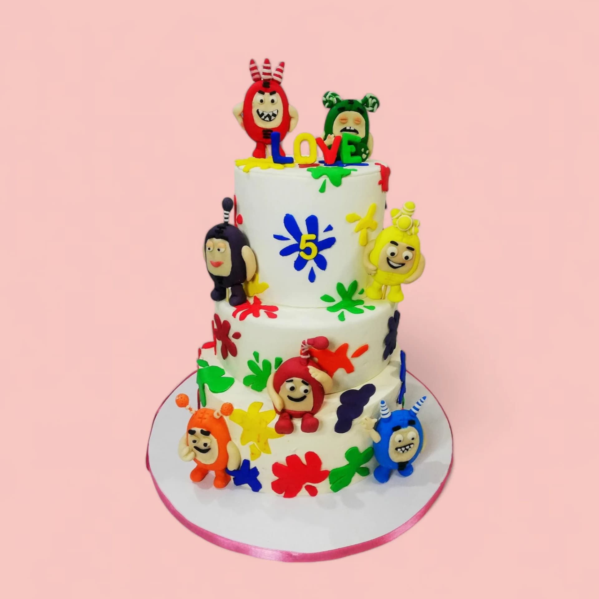 Custom Oddbods-Themed Fondant Birthday Cake by Love Bites Cake Hub