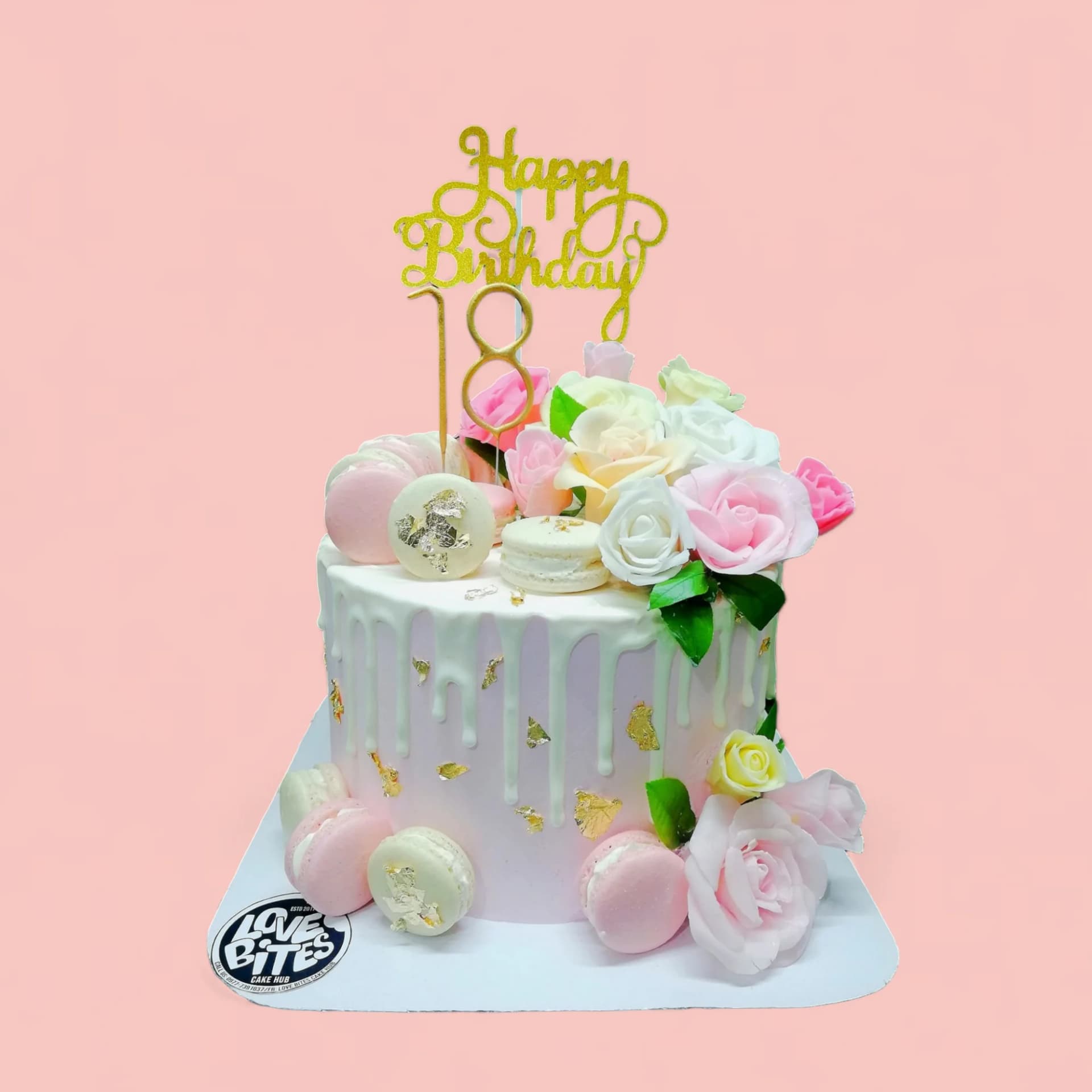 Custom Light Pink with Flowers-Themed Birthday Cake by Love Bites Cake Hub