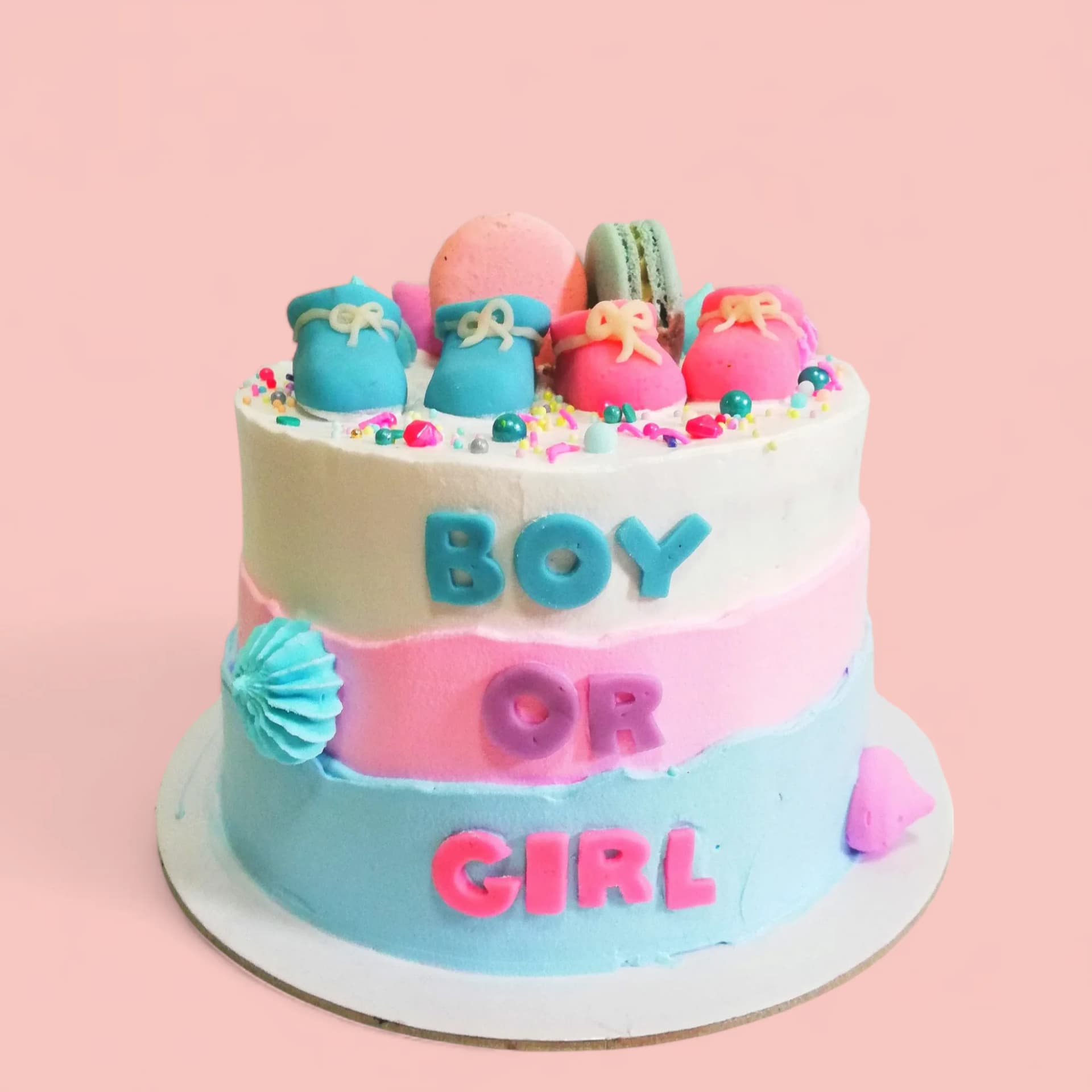 Custom Gender Reveal-Themed Birthday Cake by Love Bites Cake Hub