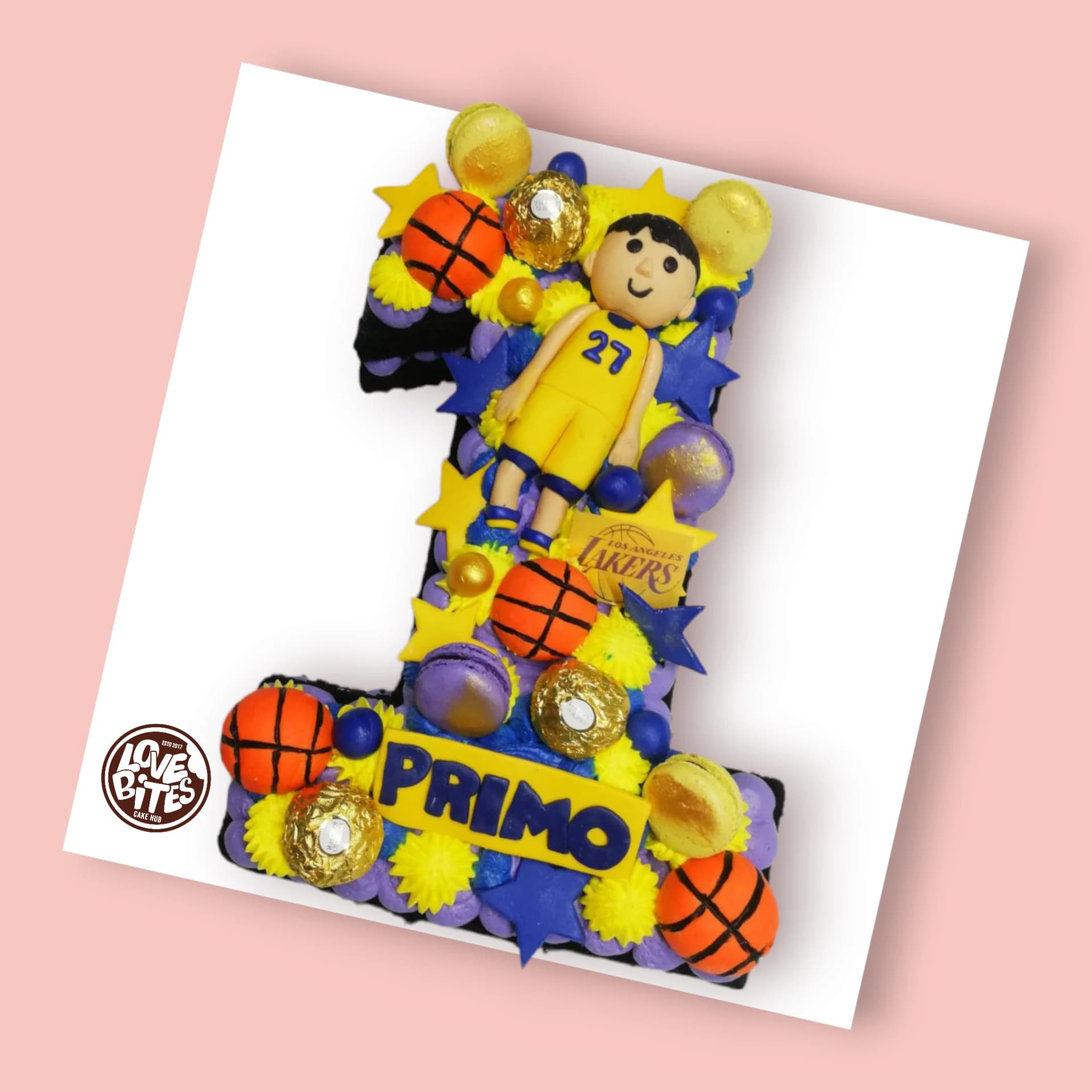 Custom Basketball Lakers-Theme Number Cake by Love Bites Cake Hub