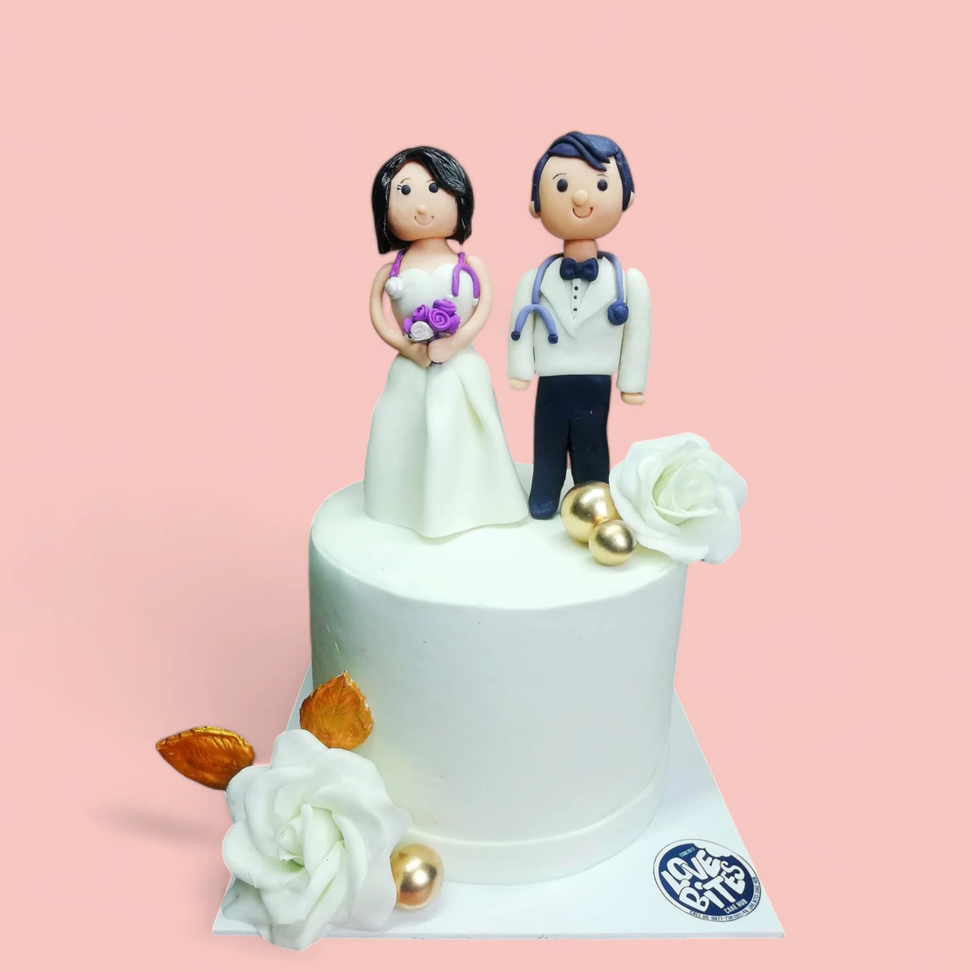 Wedding Cake with Fondant Topper by Love Bites Cake Hub